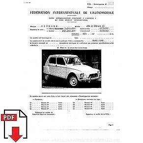 1969 Citroen Dyane 4 (AYA2) FIA homologation form PDF download
